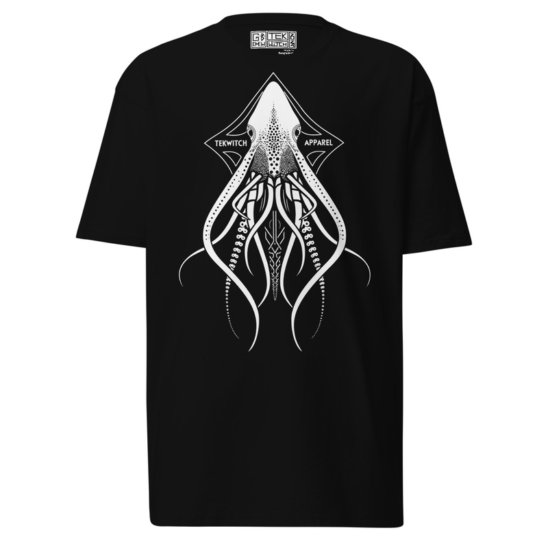 Archived TEKWITCH Tentaclist artwork on a garment mockup; display only